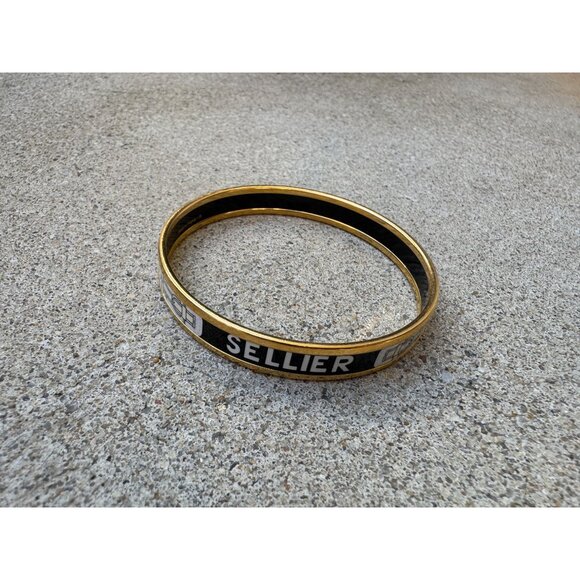 Hermes Gold Printed Enamel Bangle Bracelet 70mm GM Equestrian - Picture 8 of 13